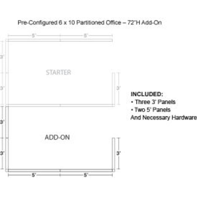 Global Industrial Interion® Pre-Configured Office Cubicle 6'W x 10'D x 72""H Add-On Kit Gray p/n 236656GY