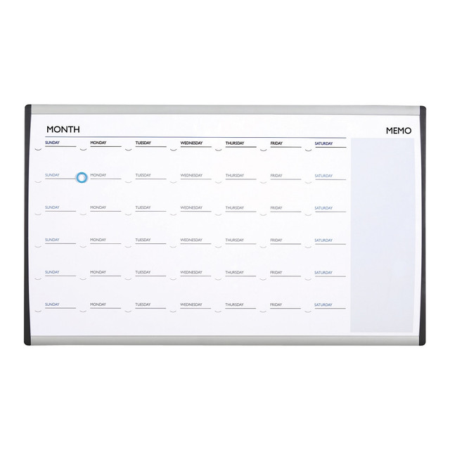 ACCO BRANDS USA, LLC ARCCP3018 Quartet ARC Magnetic Dry-Erase Calendar For Cubicles, 18in x 30in, Aluminum Frame With Silver Finish