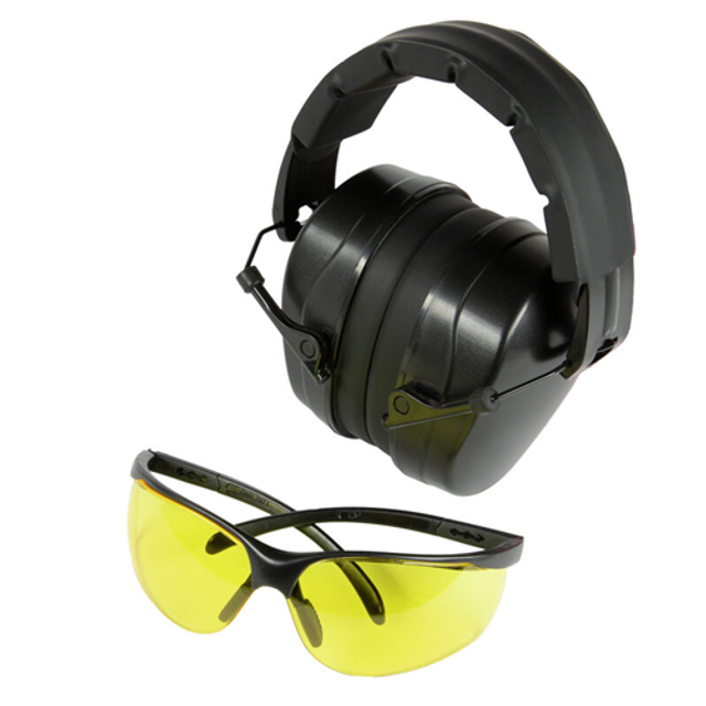 Champion Targets 40626 Champion Targets 40626 Passive Hearing Protection Earmuffs w/ Clear Eye Protection Earmuffs, Black/Amber