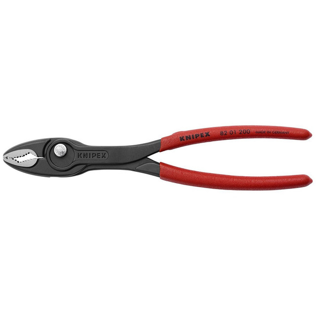 Knipex 82 01 200 Slip Joint Pliers; Jaw Texture: Serrated ; Jaw Length: 1in ; Jaw Width: 1.625 ; Overall Length: 8.00 ; Thin Nose: No ; Maximum Jaw Opening: 0.875