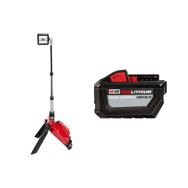 Milwaukee Tool 2607008/3152704 Portable Work Lights; Portable Type: Tripod ; Light Technology: LED ; Lumens: 5400 ; Includes: M18 REDLITHIUM High Output HD12.0 Battery ; Resistance Features: Dustproof; Impact-Resistant; Waterproof ; Lamp Life (Hours)