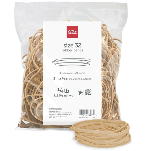 OFFICE DEPOT 2432808  Brand Rubber Bands, #32, 3in x 1/8in, 1/4 Lb. Bag