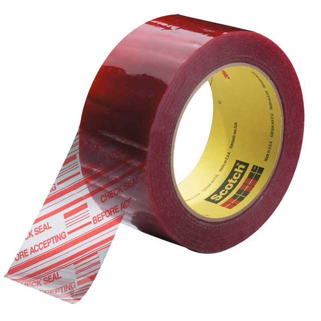 B O X MANAGEMENT, INC. Scotch T9023779 3M 3779 Pre-Printed Carton Sealing Tape, 2in x 110 Yd., Clear, Case Of 36