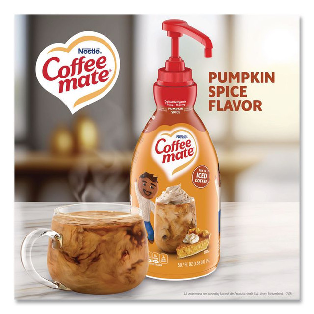 NESTLE Coffee mate® 31460CT Liquid Coffee Creamer, Pumpkin Spice, 1.5 L Pump Bottle, 2/Carton