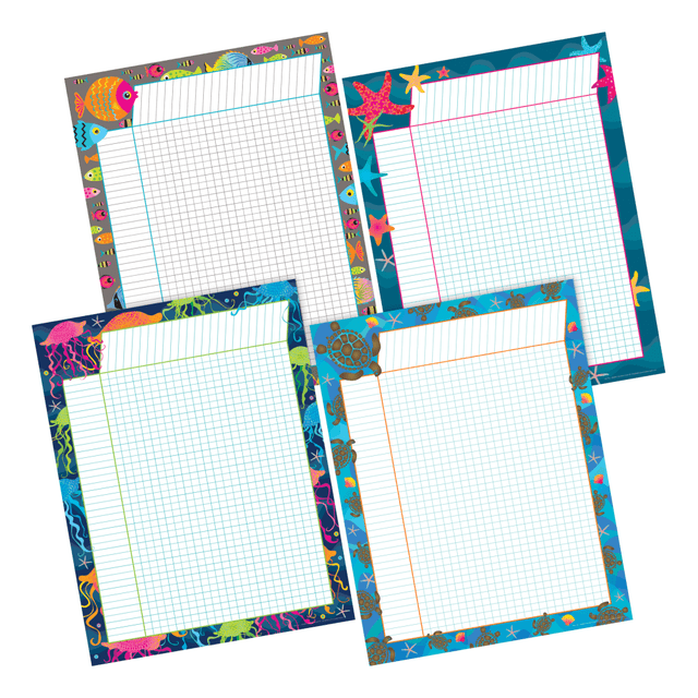 If you need to find a way to motivate students in the classroom, put up one of these incentive charts. The colorful charts are made of thick card stock and feature an activities chart on the back.  Coordinating charts to incentivize students.  Card stock is designed for durability.  Reproducible activities on the back, featuring 40 rows and 24 columns.  Each measures 22in x 17in.  Kai Ola theme adds a nice touch to the classroom.