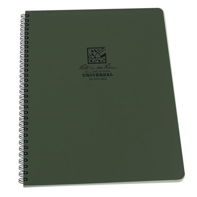 RITE IN THE RAIN 973-MX  All-Weather Spiral Notebooks, Maxi Side, 8-3/4in x 11in, 84 Pages (42 Sheets), Green, Pack Of 6 Notebooks