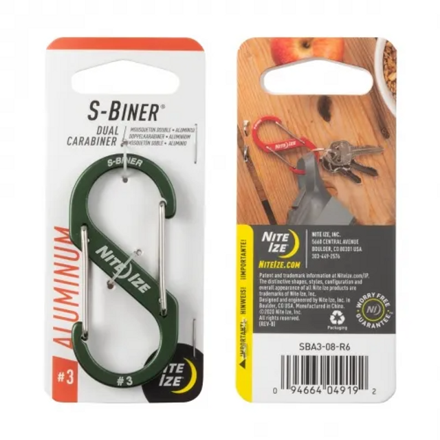 Nite-Ize SBA3-08-R6 S-Biner Aluminum Dual Carabiner Nite-Ize SBA3-08-R6 S-Biner Aluminum Dual Carabiner