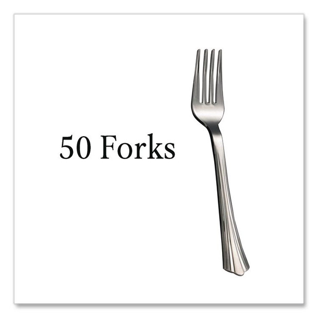 TABLEMATE PRODUCTS, CO. 8305FSV Sterling Heavyweight Plastic Cutlery, Fork, Silver, 50/Pack
