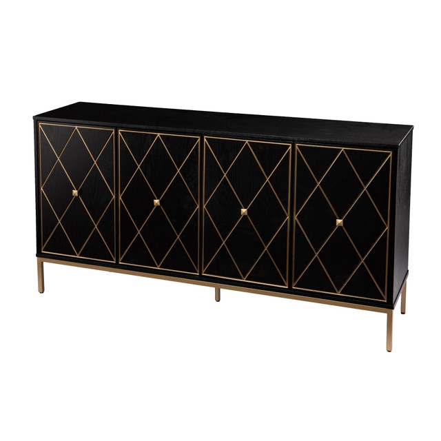 SOUTHERN ENTERPRISES, INC. SEI Furniture DN1111930  Marradi 62inW Sideboard Cabinet With Storage, Black/Gold