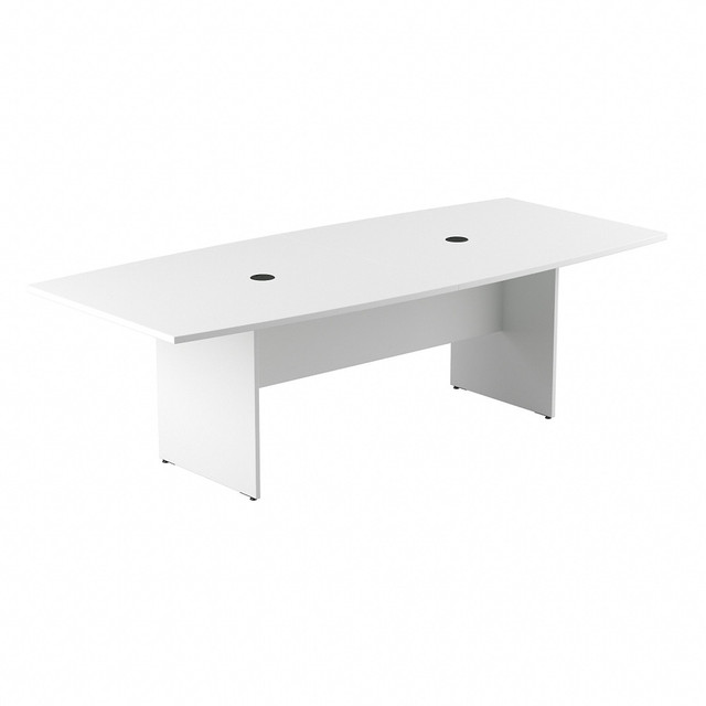 BUSH INDUSTRIES INC. Bush Business Furniture 99TB9642WHK  96inW x 42inD Boat-Shaped Conference Table With Wood Base, White, Standard Delivery