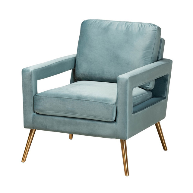 WHOLESALE INTERIORS, INC. 2721-11447 Baxton Studio Leland Armchair, Light Blue/Gold