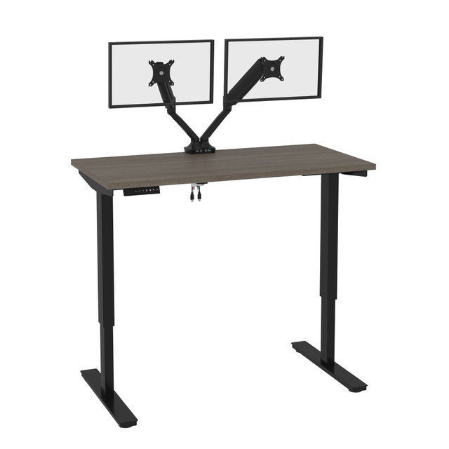 BESTAR INC. 165860-000047 Bestar Universel Electric 48inW Standing Desk With Dual Monitor Arm, Bark Gray