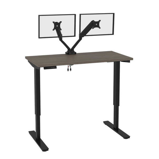 BESTAR INC. Bestar 165860-000047  Universel Electric 48inW Standing Desk With Dual Monitor Arm, Bark Gray