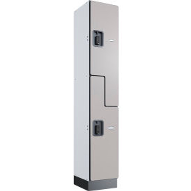 Global Industrial™ 2-Tier 2 Door Digital Wood Locker 12""W x 15""D x 72""H Gray Assembled p/n 299251