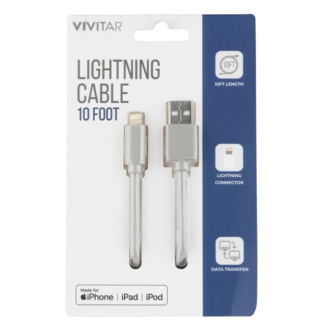 Link your compatible device to a computer or charger with this Vivitar Lightning To USB-A Cable. This cable will keep you connected all day long.  Offers quick charge capabilities.  Enables data transfer.  Links your compatible iPhone, iPad or iPod to a USB-A port or a USB-A power adapter.