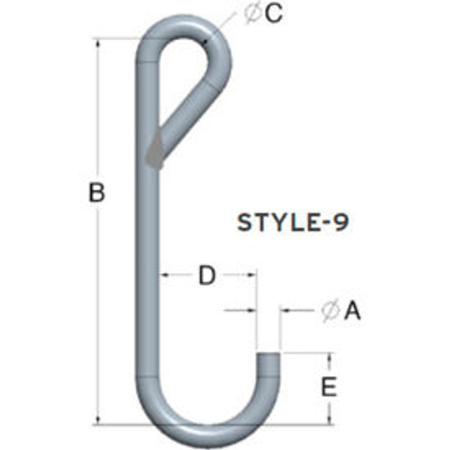 Machining & Welding by Olsen Inc. M&W 1/2"" X 10"" Working Length J-Hook Style 9 p/n 19478-10