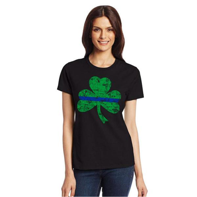 Thin Blue Line WOM-SP-BLACK-XL Women's T-Shirt - Shamrock Thin Blue Line Thin Blue Line WOM-SP-BLACK-XL Women's T-Shirt - Shamrock Thin Blue Line