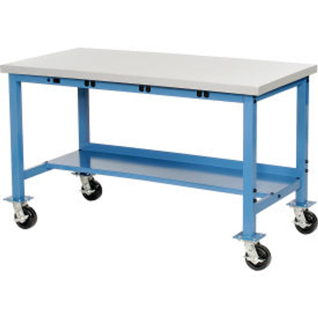 Global Industrial™ Mobile Workbench 60 x 30"" Power Outlets Laminate Safety Edge Blue p/n 253986BBL