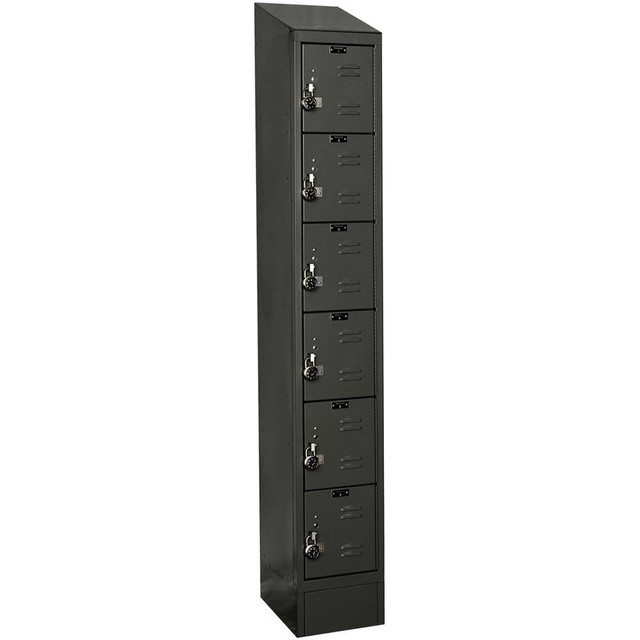 Hallowell URB1288-6ASB-ME Lockers; Locker Style: Horizontal ; Locker Configuration: 1-Wide ; Assembled: Yes ; Shelf Capacity: 0 ; Handle Type: Pull ; Locker Material: Steel