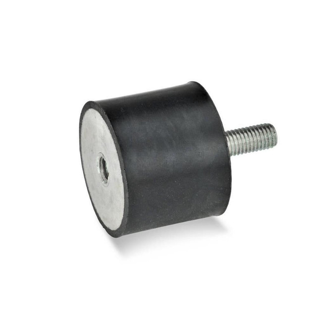 J.W. Winco 351-20-20-M6-ES Vibration Isolators; Isolator Type: Plate/Stud ; Insert Material: Zinc-Plated Steel ; Isolator Material: Natural Rubber ; Maximum Load Capacity: 430.00N ; Top Diameter: 20.00 ; Bottom Diameter: 20