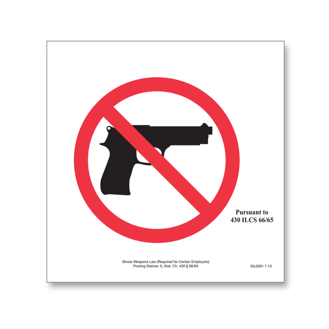 TAX FORMS PRINTING, INC. U1200CWPIL ComplyRight State Weapons Law 1-Year Poster Service, English, Illinois, 6in x 5in