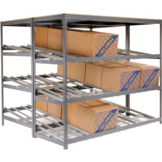 Global Industrial™ Carton Flow Shelving Double Depth 3 LEVEL 96""W x 96""D x 84""H p/n 235397