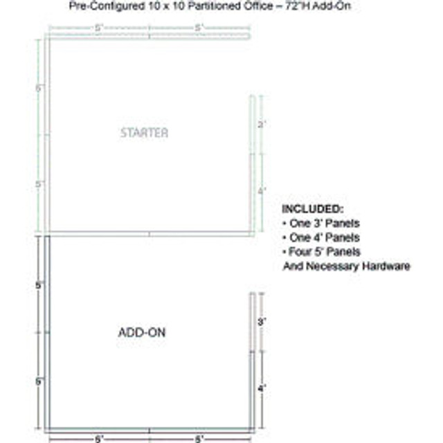 Global Industrial Interion® Pre-Configured Office Cubicle 10'W x 10'D x 72""H Add-On Kit Gray p/n 236660GY