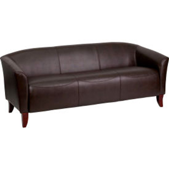 Global Industrial Leather Reception Sofa - Brown - Hercules Imperial Series p/n 111-3-BN-GG