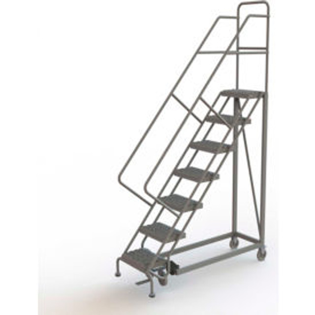 Tri Arc Mfg 7 Step 16""W Steel Safety Angle Rolling Ladder Grip Strut Gray - KDEC107162 p/n KDEC107162