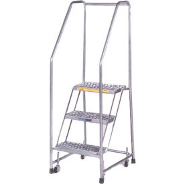 Ballymore Co Inc Ribbed 3 Step 18""W Aluminum Rolling Ladder 10""D Top Step Spring Loaded - A3SH p/n A3SH