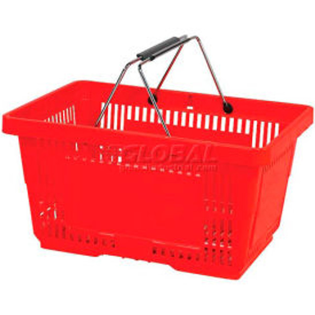 Versacart Systems Inc. VersaCart ® Red Plastic Shopping Basket 28 Liter w/ Plastic Grips Wire Handle Pack Qty of 12 p/n 206-28L-WH-RED-12