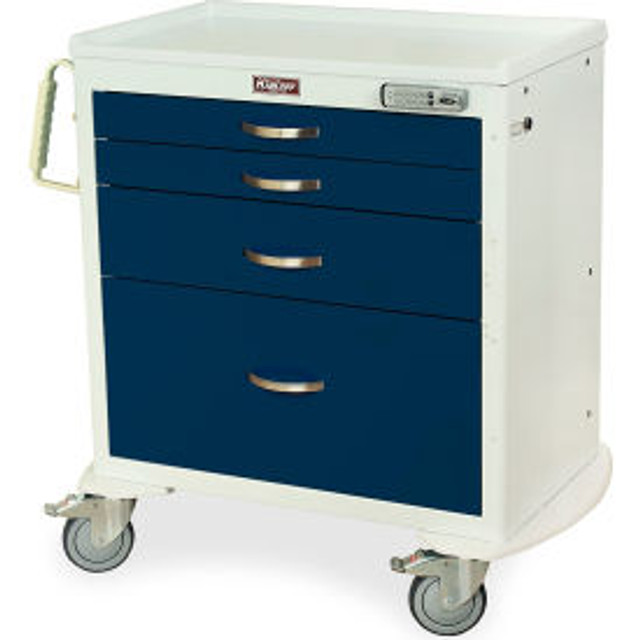 Harloff Company Harloff M-Series Four Drawer Procedure Cart with Pushbutton E-Lock Teal p/n MDS3024E14-Teal