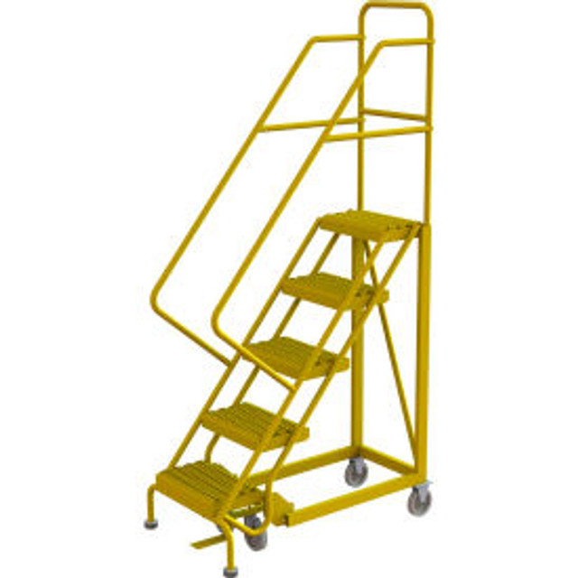 Tri Arc Mfg 5 Step 16""W Steel Safety Angle Rolling Ladder Grip Strut Safety Yellow - KDEC105162-Y p/n KDEC105162-Y