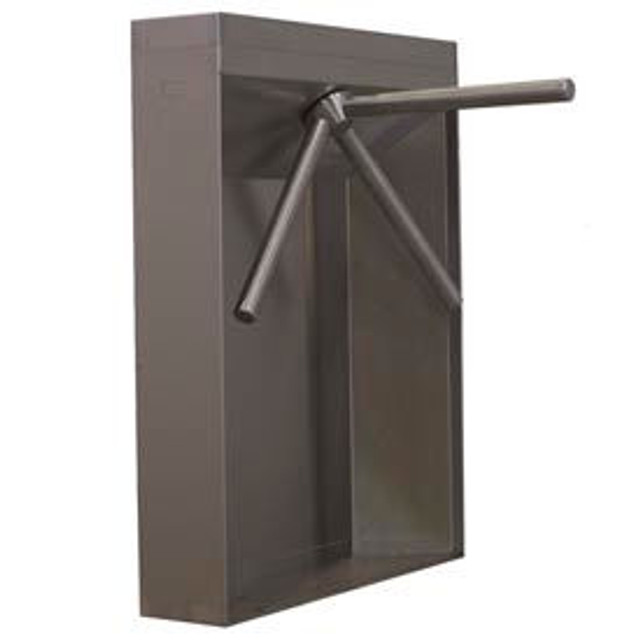 Turnstile Security Systems Inc 3-Arm Mechanical Turnstile Left Handed w/ Locked Exit - Stainless Steel Cabinet p/n 1101-SS-LE