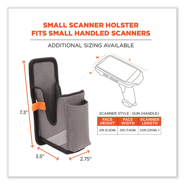 TENACIOUS HOLDINGS, INC. ergodyne® 19182 Squids 5541 Handheld Barcode Scanner Holster with Belt Clip, 2 Compartments, 2.75 x 3.5 x 7.3, Polyester,Gray