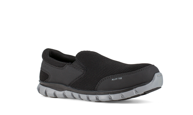 Reebok RB4037-M-08.0 Sublite Cushion Work Athletic Slip-On Shoe w/ Alloy Toe - Black