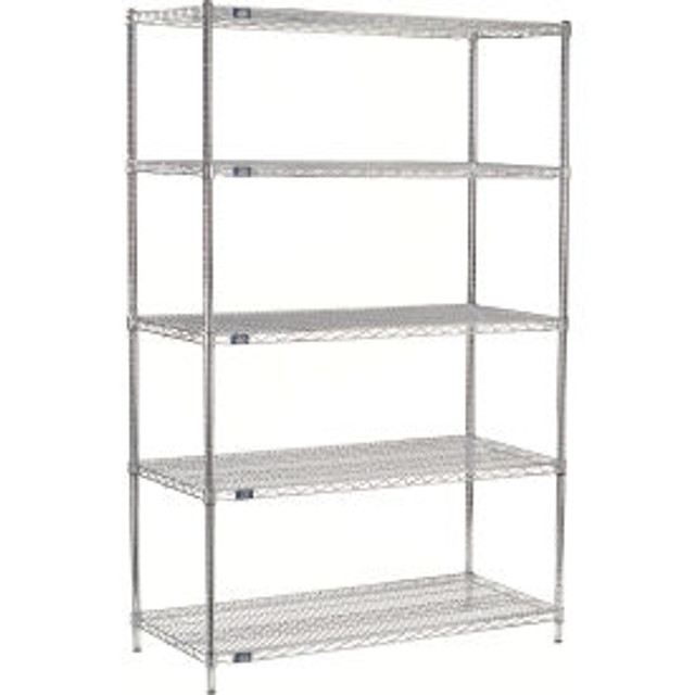 Global Industrial Nexel® 5 Shelf Stainless Steel Wire Shelving Unit Add On 42""W x 18""D x 86""H p/n B2345860