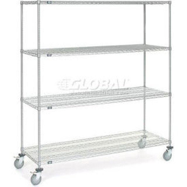 Global Industrial Nexel® Chrome ESD Wire Shelf Truck w/4 Shelves 30""L x 18""W x 60""H p/n B2351627