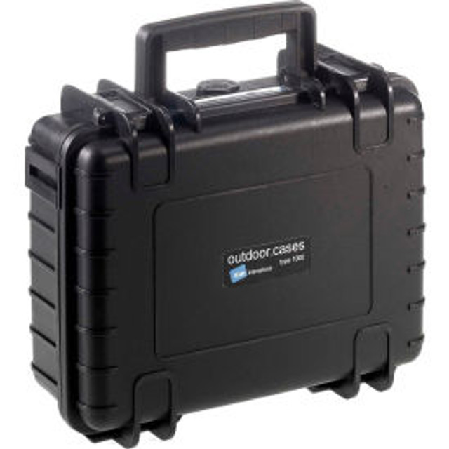 B&W North America B&W Type 1000 Small Outdoor Waterproof Case W/o Foam / Insert 10-3/4""L x 8-1/2""W x 4H Black p/n 1000/B