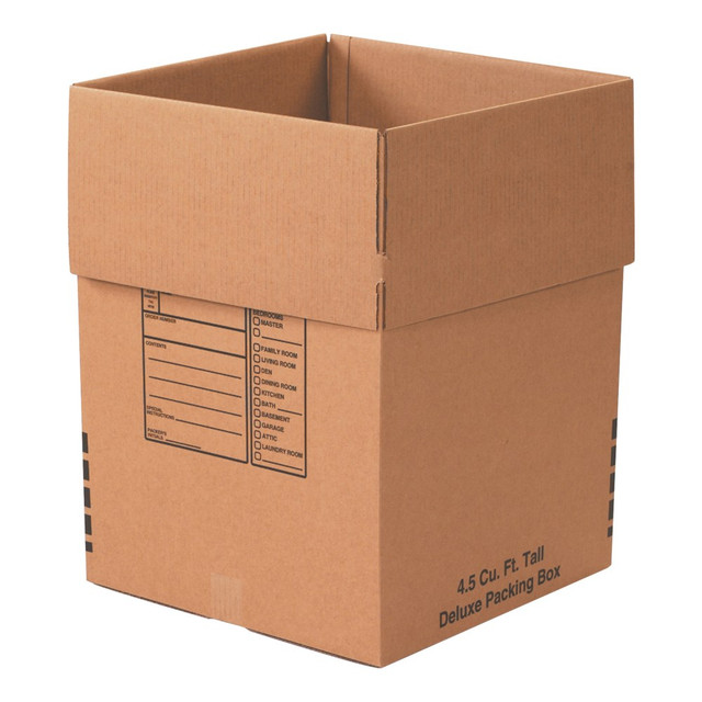 B O X MANAGEMENT, INC. 181824DPBRP6 Partners Brand Deluxe Packing Boxes, 18in x 18in x 24in, Kraft, Bundle Of 6 Boxes