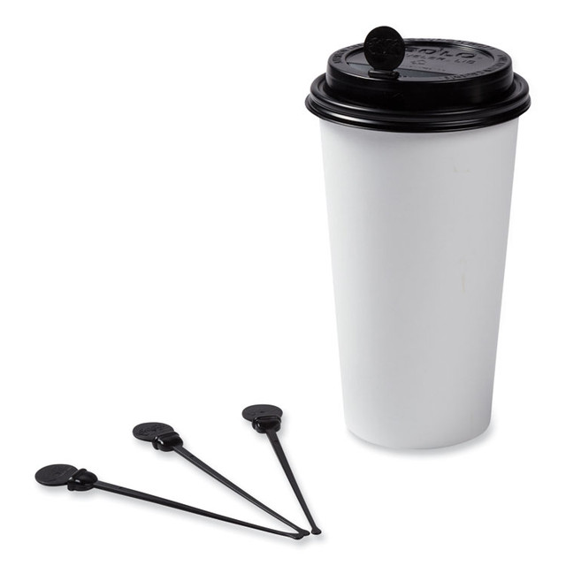 AMERCAREROYAL STIRSTIXBK Beverage Plugs, 4.75", Black 2,000/Carton