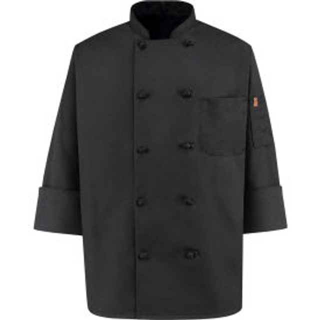 Vf Imagewear Inc Chef Designs 10 Button-Front Chef Coat Knot Buttons Black Spun Polyester 3XL p/n 0427BKRG3XL