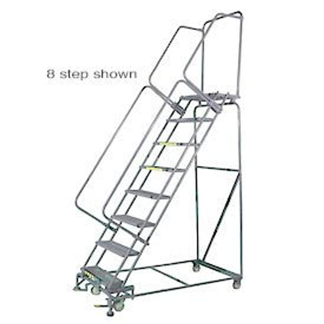 Ballymore Co Inc 9 Step Stainless Steel Rolling Safety Ladder 24""W x 21""D Top Step - Perforated Tread - SS093221P p/n SS093221P
