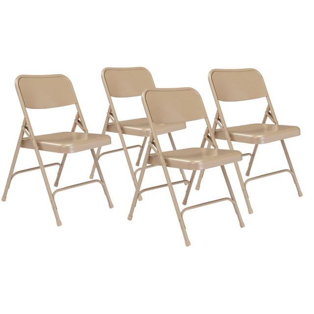 NATIONAL PUBLIC SEATING CORP 201 National Public Seating Series 200 Folding Chairs, Beige, Set Of 4 Chairs