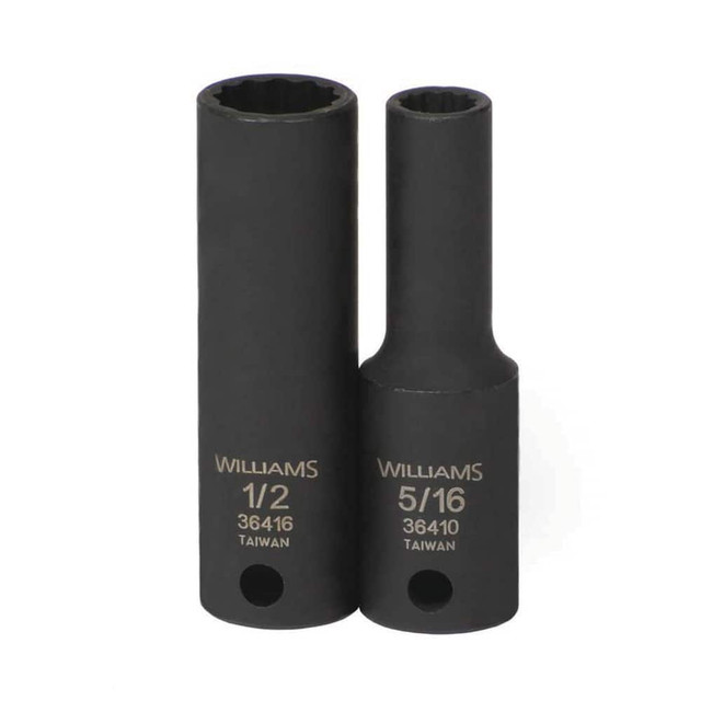 Williams JHW36414 Impact Sockets; Socket Size (Decimal Inch): 0.4375 ; Number Of Points: 12 ; Drive Style: Square ; Overall Length (mm): 63.5mm ; Material: Steel ; Finish: Black Oxide