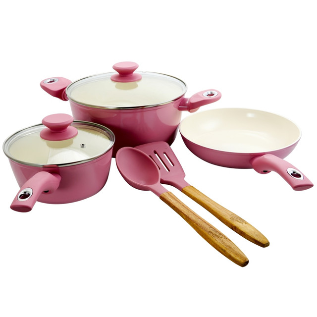 GIBSON OVERSEAS INC. 995111646M Gibson Home 7-Piece Plaza Cafe Cookware Set, Lavender