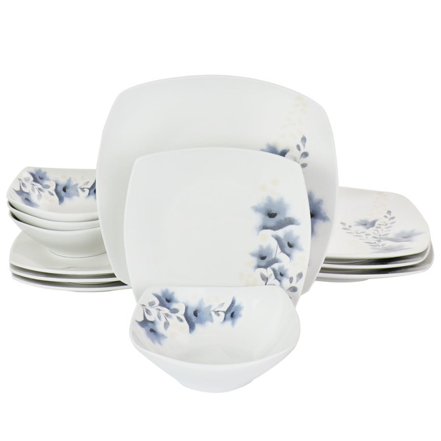 GIBSON OVERSEAS INC. 995114940M Gibson Home Evening Orchid 12-Piece Dinnerware Set, White