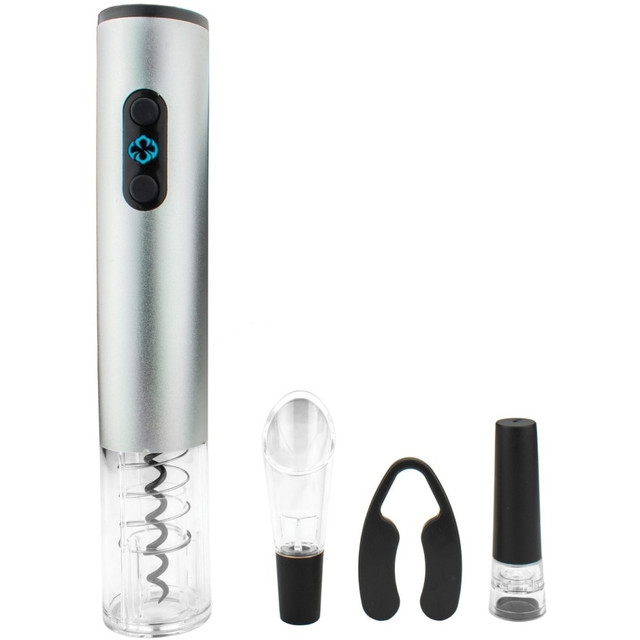 BRENTWOOD APPLIANCES, INC. WA-2001S Brentwood Electric Wine Bottle Opener with Foil Cutter, Vacuum Stopper, and Aerator Pourer - LED Light, Foil Cutter, Portable - Silver BRENTWOOD APPLIANCES, INC. WA-2001S Brentwood Electric Wine Bottle Opener with Foil Cutter, Vacuum Stopper, and Aerator Pourer - LED Light, Foil Cutter, Portable - Silver