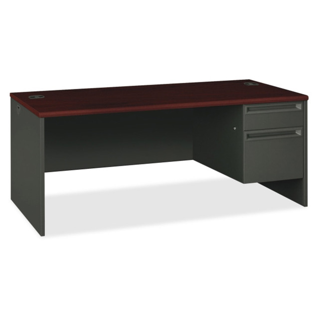 HNI CORPORATION 38293RNS HON 38000 72inW Right-Pedestal Computer Desk, Mahogany/Charcoal HNI CORPORATION 38293RNS HON 38000 72inW Right-Pedestal Computer Desk, Mahogany/Charcoal