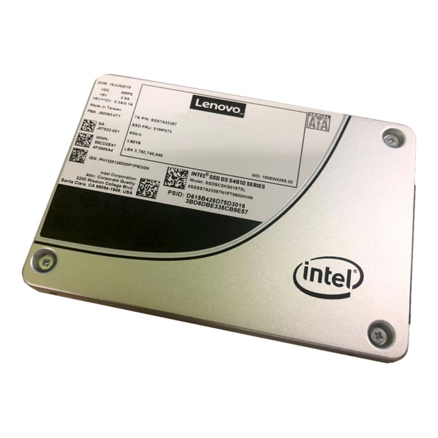 LENOVO, INC. Lenovo 4XB7A13634  D3-S4610 480 GB Solid State Drive - 2.5in Internal - SATA (SATA/600) - Mixed Use - Server Device Supported - 3.4 DWPD - 3072 TB TBW - 560 MB/s Maximum Read Transfer Rate - Hot Swappable - 256-bit Encryption Standard - 